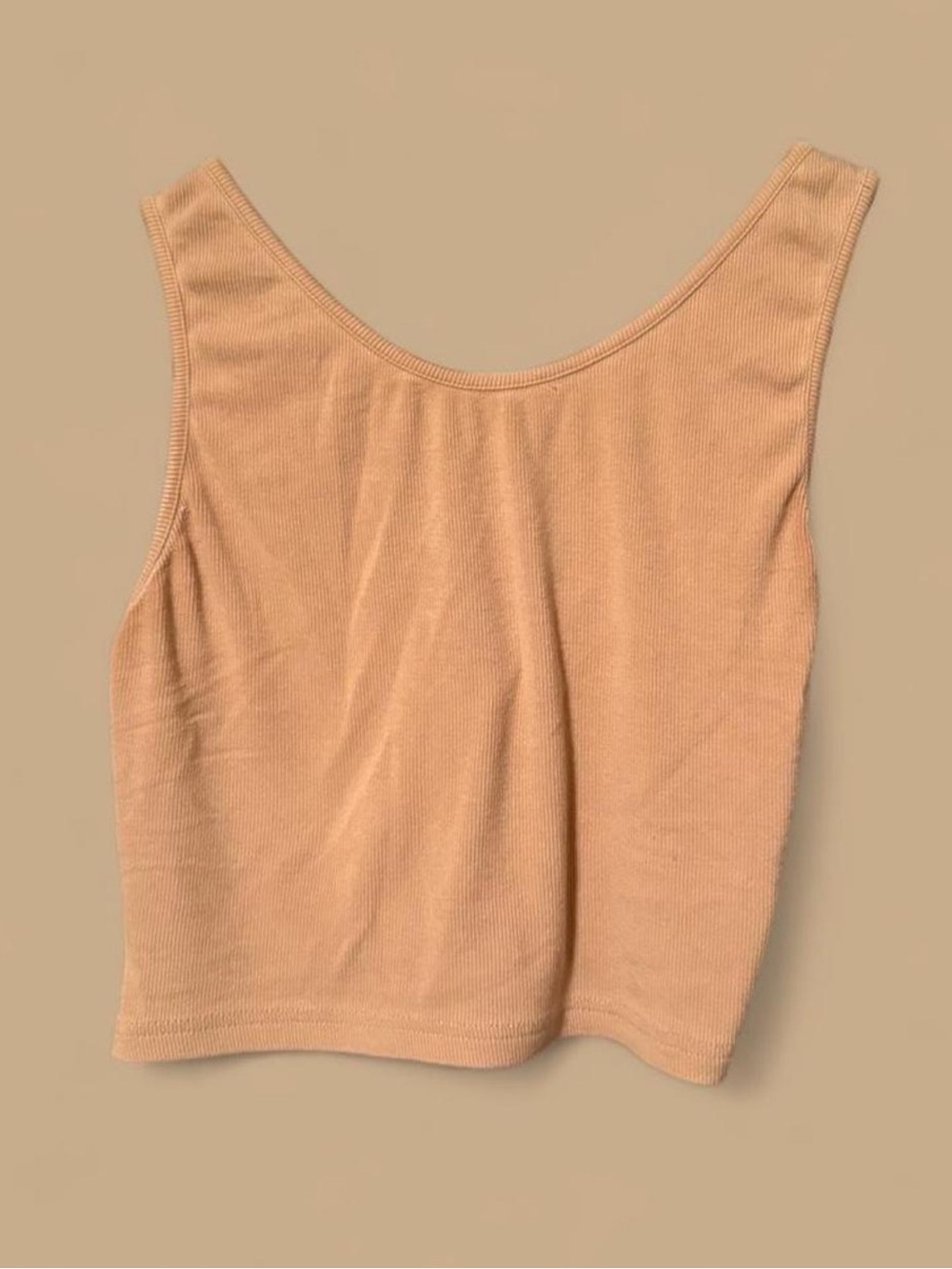 SHEIN Ribbed Scoop Tank Top - Tan